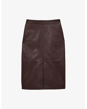 【海外限定】REISSレザースカート☆Miley High-Rise Leather Mid Reiss Miley Leather Midi Skirt in Brown | Lyst