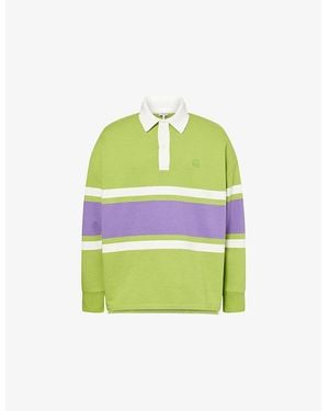 Loewe Striped Long-Sleeve Cotton Polo Shirt - Green