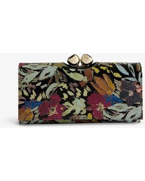Ted Baker Meadela Floral-print Logo-embossed Leather Purse - Black