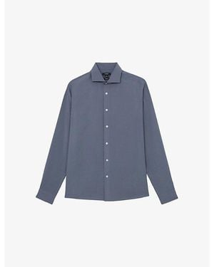 Reiss Oscar Regular-Fit Modal-Blend Shirt - Blue
