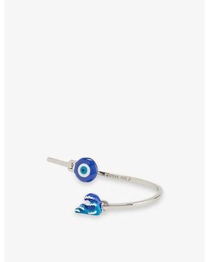 Poubel Evil Eye La Mer Sterling- Enamelled Bangle - White