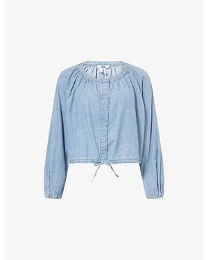 PAIGE Gloria Round-Neck Denim Top - Blue