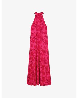 OMNES Romeo Floral-Print Chiffon Maxi Dress - Pink