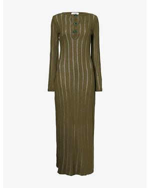 4th & Reckless Evi Beaded Crochet Maxi Dress - Green