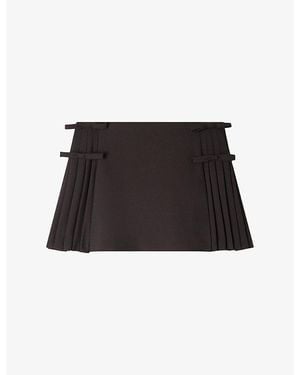 Sandro Pleated Mid-Rise Wool-Blend Mini Skirt - Black