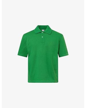 Loewe Anagram-Embroidered Cotton Polo Shirt - Green