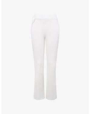 Mistress Rocks Floral-Embellished Flared High-Rise Stretch-Woven Trousers - White