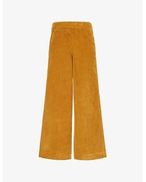 ME+EM Elasticated-Waist Mid-Rise Straight-Leg Cotton-Corduroy Trousers - Yellow