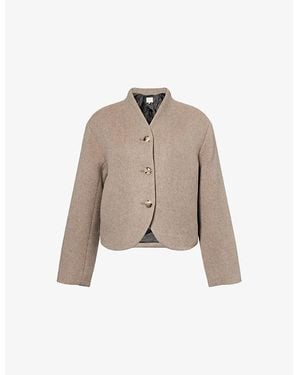 Reformation Owen Boxy-Fit Wool-Blend Jacket - Natural