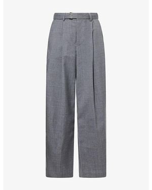 Sacai Barrel-Leg Suiting Wool Pants - Gray