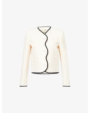 Valentino Giacca V-Neck Wool And Silk-Blend Blazer - White