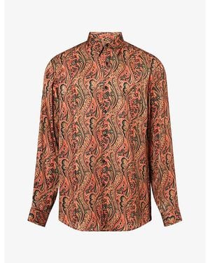 Dries Van Noten Caper Paisley Long-Sleeve Satin Shirt - Brown