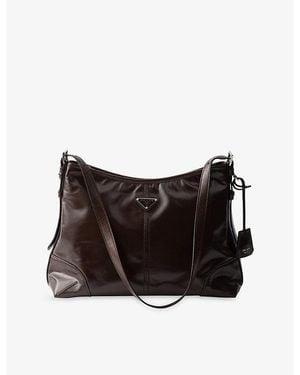 Prada Aimèe Large Leather Shoulder Bag - Black