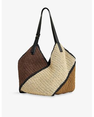 Reiss Farrah Colour-Block Raffia Tote Bag - Metallic