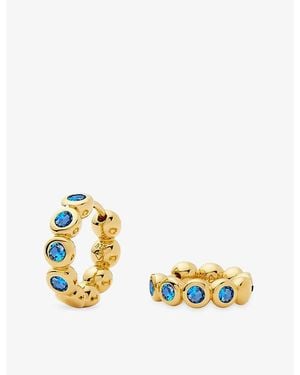 Missoma Tennis Small 18Ct Plated Brass And Sapphire Nano-Crystal Hoop Earrings - Metallic