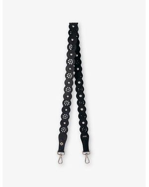 Maje Flower Perforated Leather Strap - Black