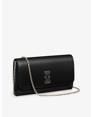 Cartier Brand-Foiled Leather Wallet On-A-Chain - Black