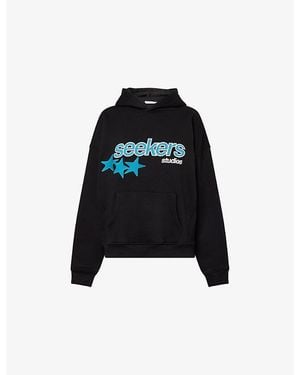 Sisters & Seekers Seekers Star-Jump Embroidered Cotton-Blend Hoody - Black