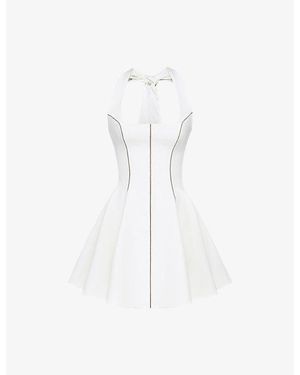 House Of Cb Loulette Halter-Neck Bow-Embellished Stretch-Crepe Mini Dress Xs (A-C Cup) - White