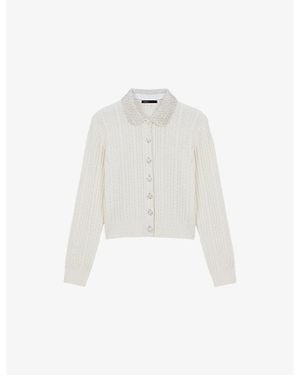 Maje Removable-Collar Knitted Wool And Cashmere-Blend Cardigan - White