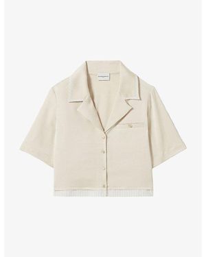 Claudie Pierlot Boxy Short-Sleeve Satin Shirt - Natural