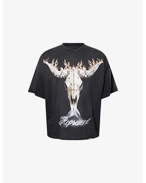 Represent British Cowboys Graphic-Print Cotton-Blend T-Shirt - Black