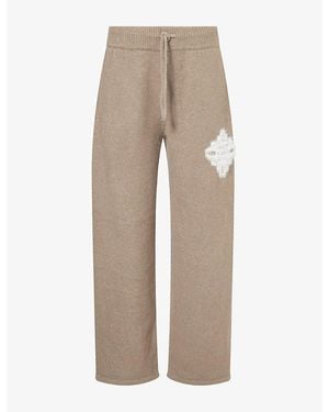 The Couture Club Emblem Fluffy Knitted Jogging Bottoms - Natural