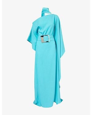 Taller Marmo Taylor Cold-Shoulder Belted Woven Kaftan - Blue