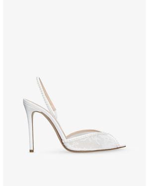 Andrea Wazen Katy 105 Lace And Satin Courts - White