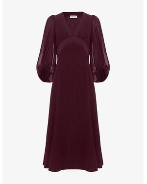 Phase Eight Vera V-Neck Long-Sleeve Midi Dress - Purple