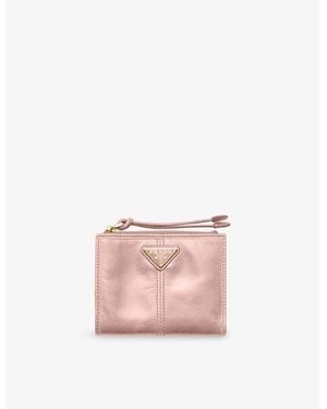 Prada Triangle-Logo Small Leather Wallet - Pink