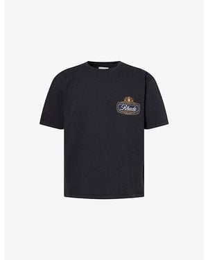 Rhude Racing Crest Printed Cotton T-Shirt - Blue