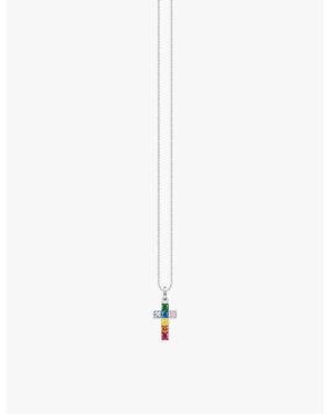 Thomas Sabo Cross Sterling- Zirconia And Glass Pendant Necklace - White