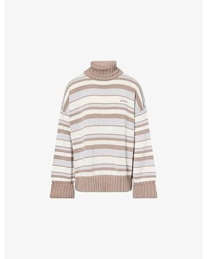 Sisters & Seekers Stripe-Print Roll-Neck Knitted Cotton-Blend Jumper - White