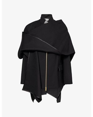 DARKPARK Robin Detachable Cape Wool Blazer Jacket - Black