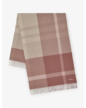 Mulberry Large-Check Merino-Wool Scarf - Brown