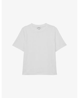 Reiss Josie Ribbed Stretch-Cotton T-Shirt - White