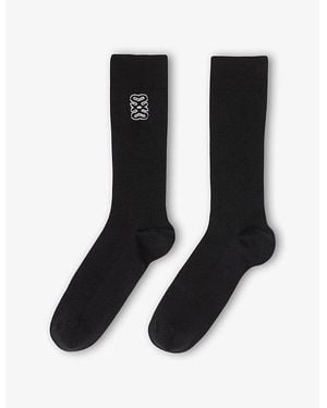 Sandro Logo-Embroidered Ribbed Cotton-Blend Socks - Black