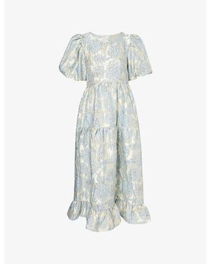 Sister Jane Bluebell Jacquard Satin Midi Dress