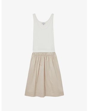 Reiss Wren Two-In-One Cotton-Blend Midi Dress - White