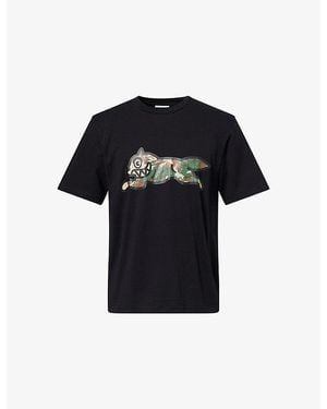 ICECREAM Camo Running Dog Cotton T-Shirt - Black