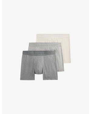 Polo Ralph Lauren Branded Pack-Of-Three Stretch-Cotton Boxer Briefs - Grey
