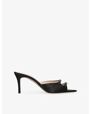 Andrea Wazen Carol 75 Satin Heeled Mules - Black