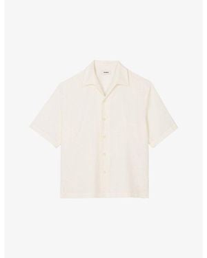 Sandro Short-Sleeved Cotton And Linen Shirt - Natural