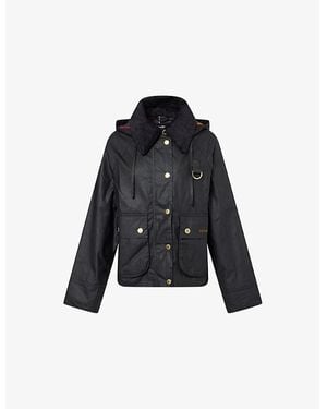 Barbour Reighton Hooded Waxed-Cotton Jacket - Black