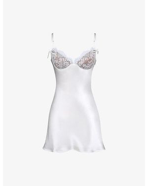House Of Cb Athenea Lace-Cup Satin Mini Dress Xs (A-C Cup) - White