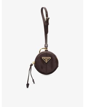 Prada Round Mini Leather Pouch - Brown