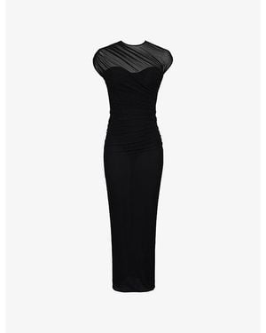 House Of Cb Orelia Draped Mesh Maxi Dress - Black