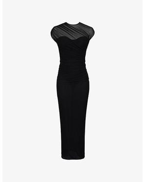 House Of Cb Orelia Draped Mesh Maxi Dress - Black