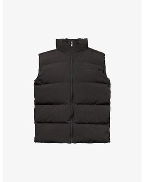 ADANOLA Rubberised-Logo Funnel-Neck Padded-Shell Gilet - Black